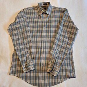 Daniel Hechter long sleeve men's button-up men's shirt teal/gray size m    (46)